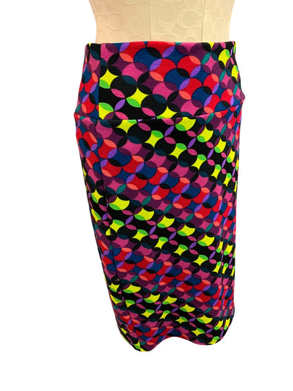 Medium LulaRoe Cassie Pull On Pencil Skirt Colorful Bright Circles Straight Stretch