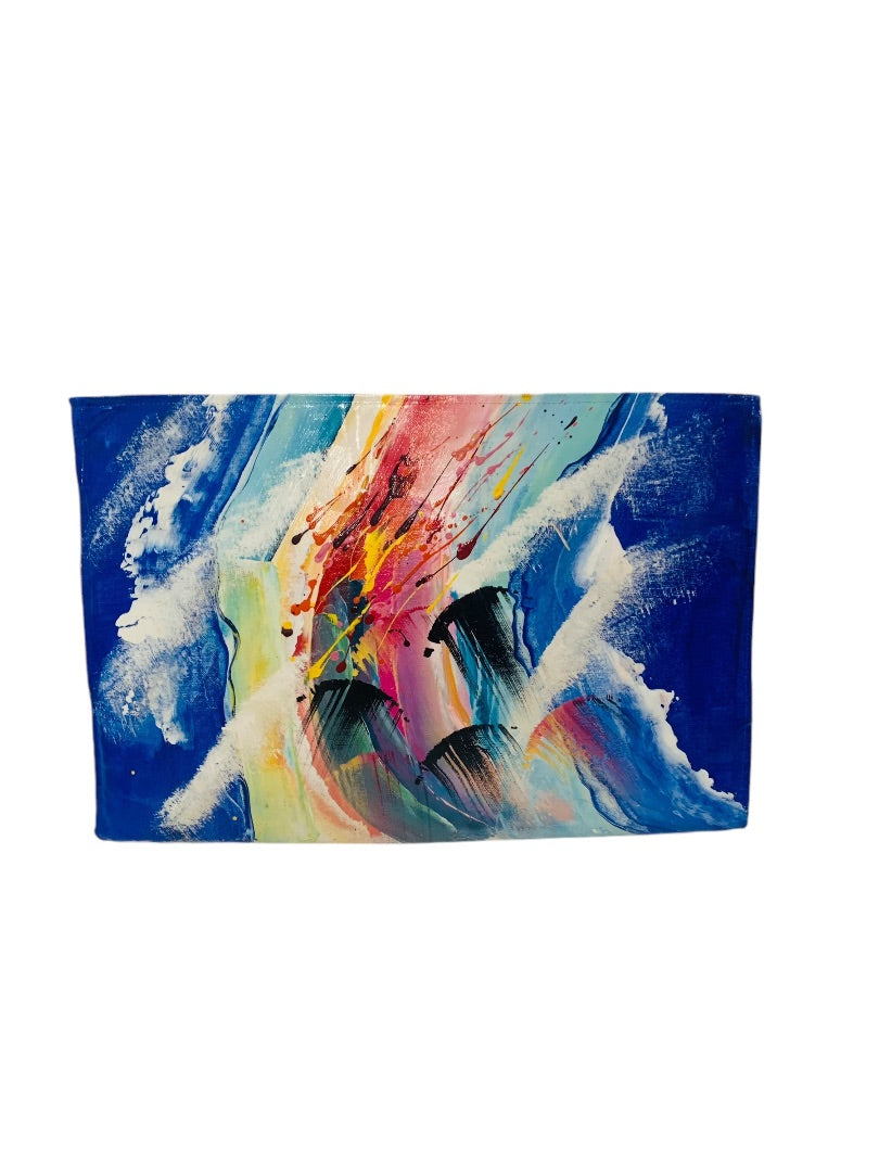 Brushstrokes Portfolio Bag Signed Abstract Art 16.5" x 11" Lined Zip Top