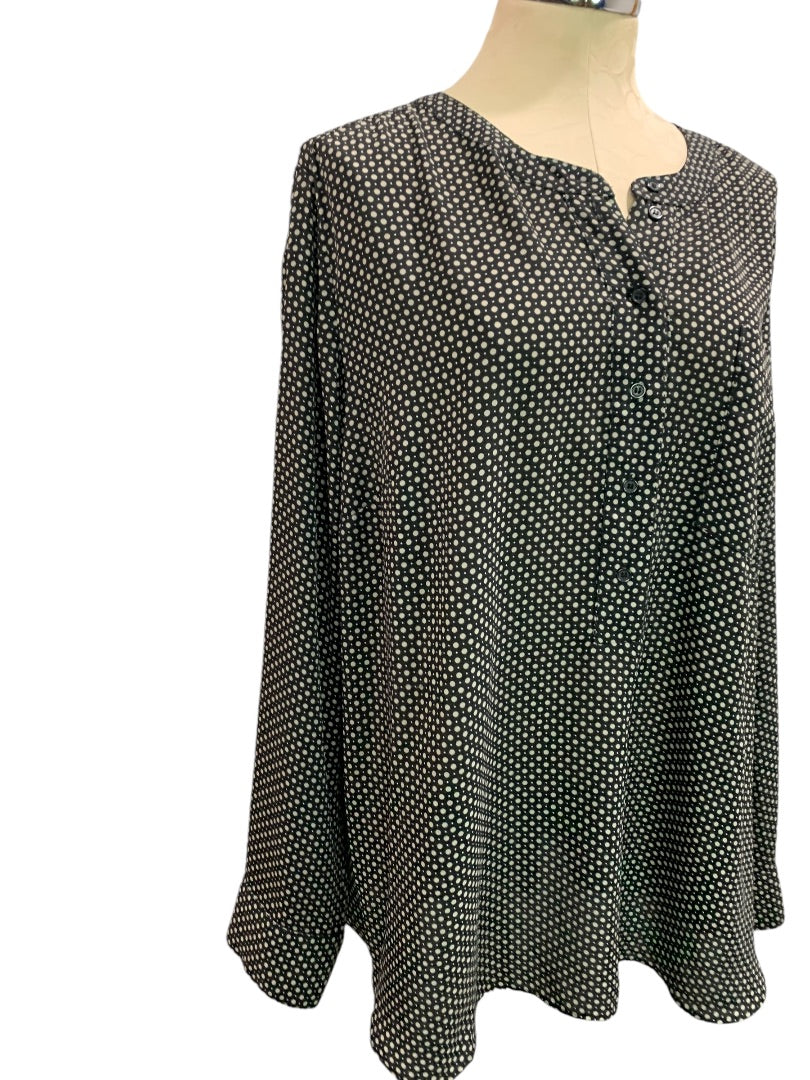 Size 22/24 Lane Bryant Womens Plus Size Popover Dot Print Blouse Shirt