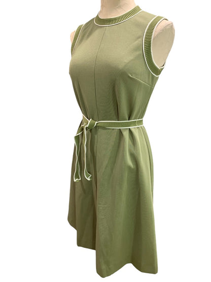 Small Lady Carol of New York Vintage 1960s Avocado Green Sleeveless Dress Union Label