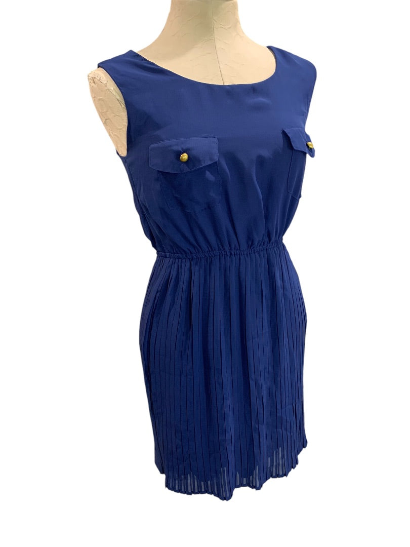 Small Be Bop Blue Dress Pullover Sleeveless Pleated Skirt Sheer Junior