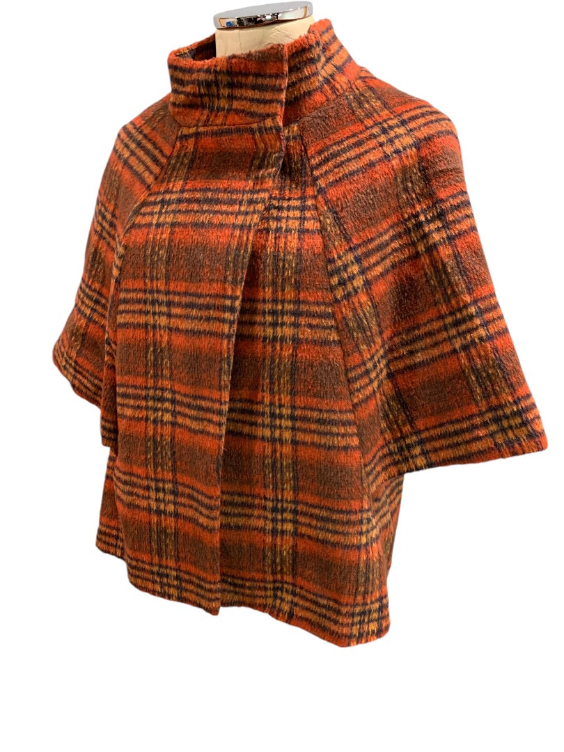 One Size by Anthropologie Cape Capelet Tessa Plaid Womens Academia