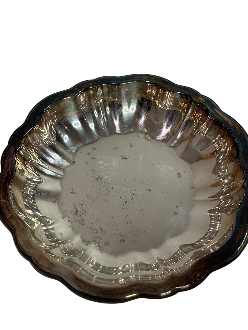 Vintage Silverplate 7.5 Inch Scalloped Bowl Dish