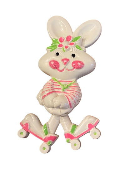 Avon Fragrance Glace Bunny Rabbit Roller Skates Pin 70's