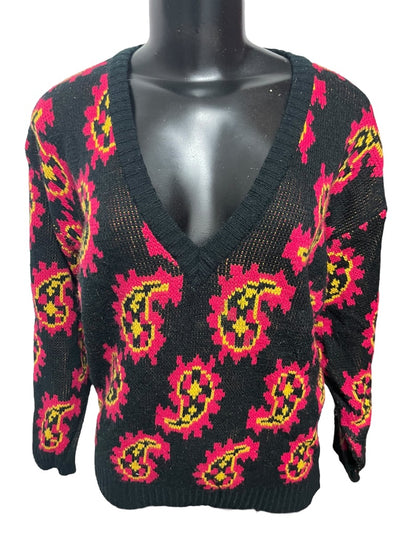 Medium Arlando Vintage 1990s Womens V-Neck Paisley Sweater