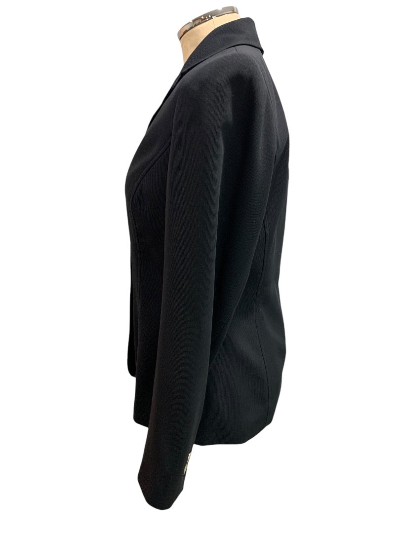Size 6 Kasper for ASL Womens Suit Jacket Black Silvertone Buttons Blazer