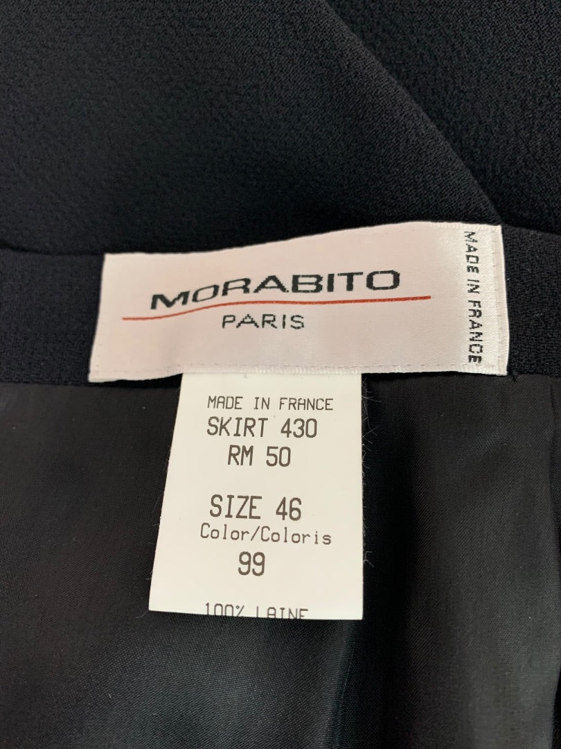 Size 46 (US 14) Morabito Paris Womens Wool Black Straight Suit Skirt