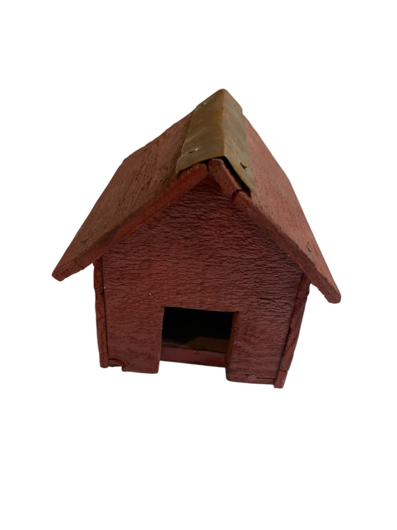 Vintage Primitive Wooden Farmhouse Miniature Coop 1940s Red