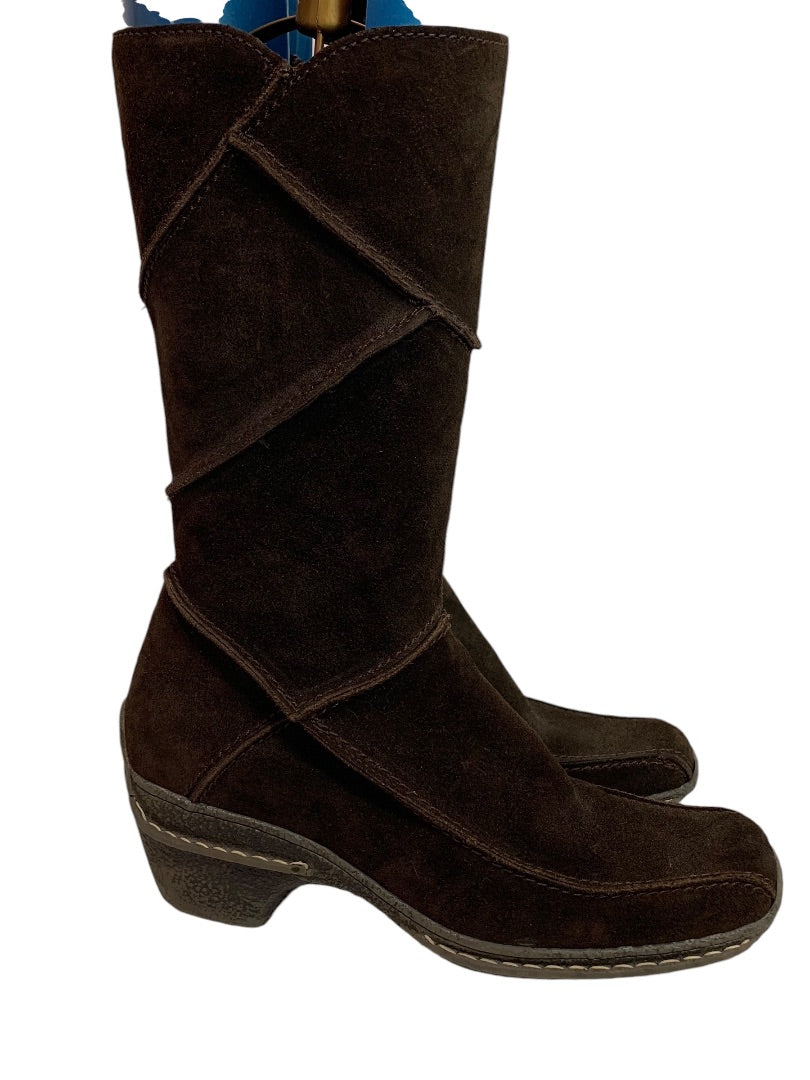 Size 39 (Size 8) Elle Womens Brown Boots Pieced Suede