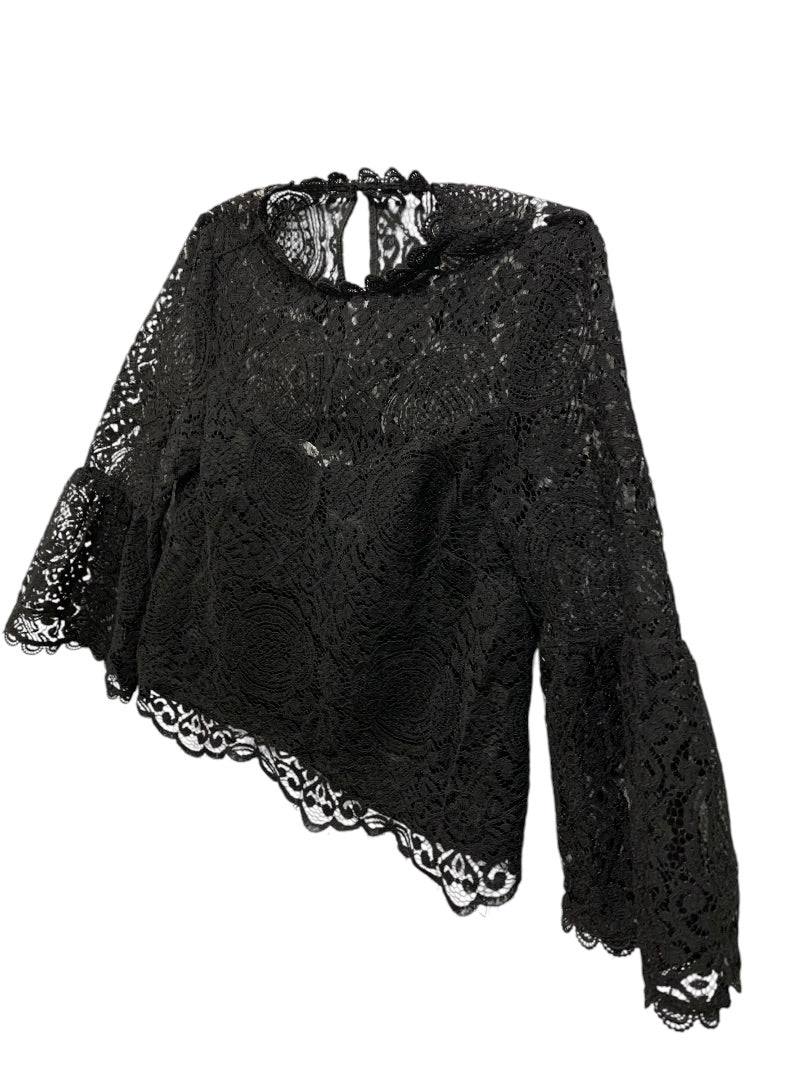 XS BB Dakota Womens Black Lace Shirt Lined Bodice Blouse