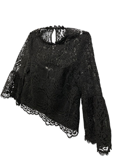 XS BB Dakota Womens Black Lace Shirt Lined Bodice Blouse