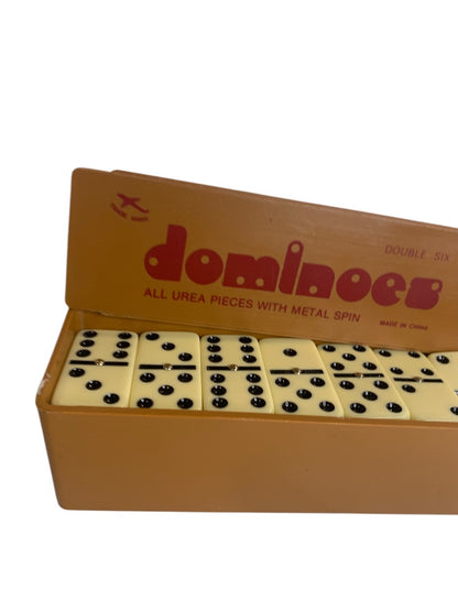 Box of 28 Dominoes Double Six All Urea with Metal Spin