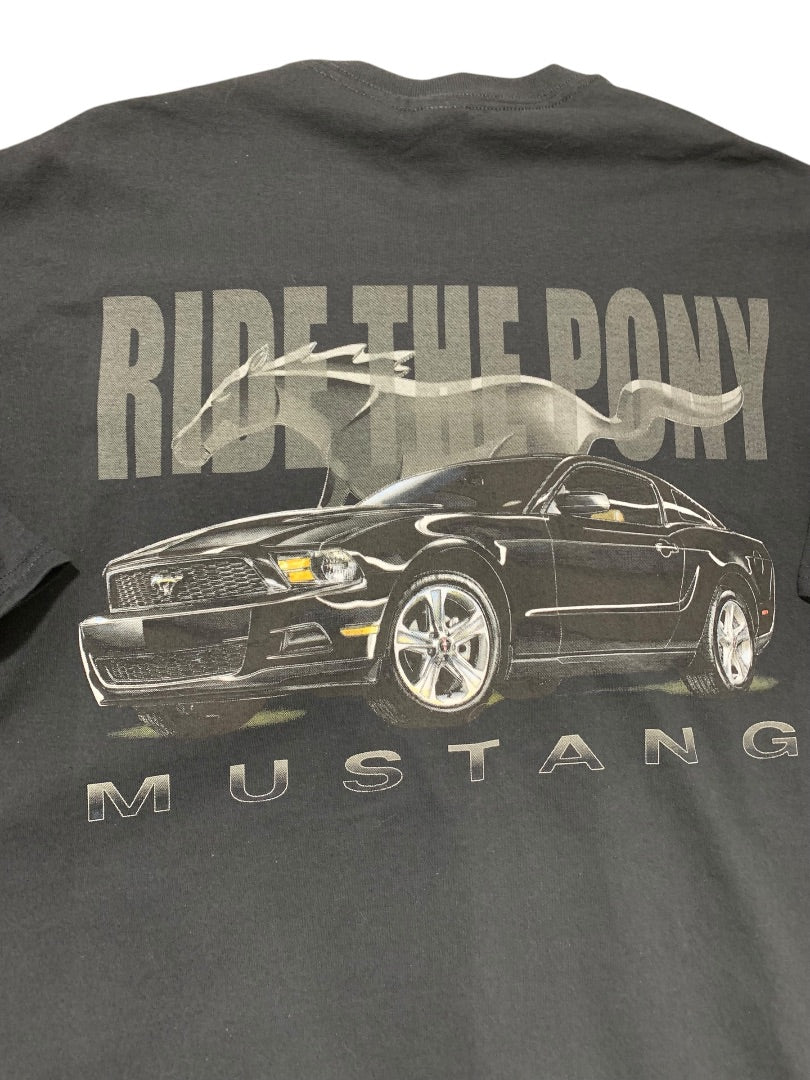 2XL Mustang Ride The Pony Tshirt Mens Black Short Sleeve