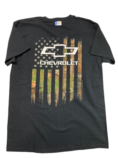 Large Chevrolet GM Official New Short Sleeve Tshirt Flag Black