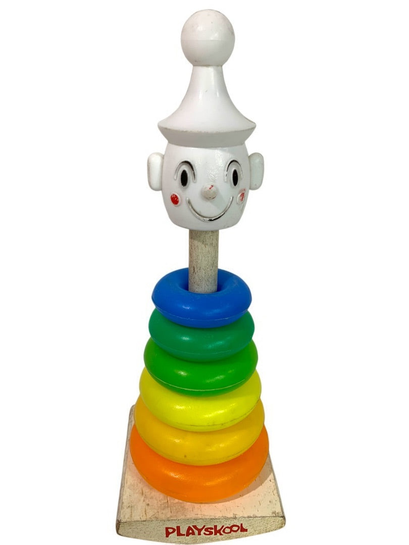 1960s Playskool Teach a Tot Stacking Clown Toy Incomplete Rocking Rainbow