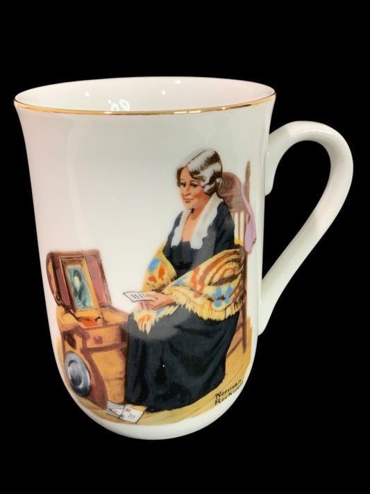 1982 Norman Rockwell Museum Collection Mug Gold Trim "Memories"
