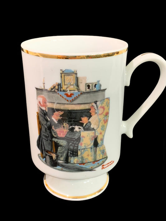 1981 Norman Rockwell Porcelain Pedestal Mug "Tea for Two" The Danbury Mint