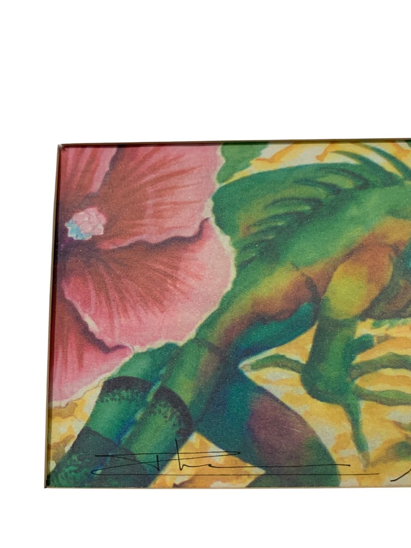Aruba Print Rhona P. Lemminga 2009 Signed Iguana Flower 3.5" x 5"