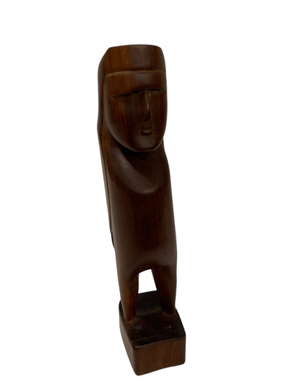 Carved Midcentury Teak Statue Figurine 8.6 Inches