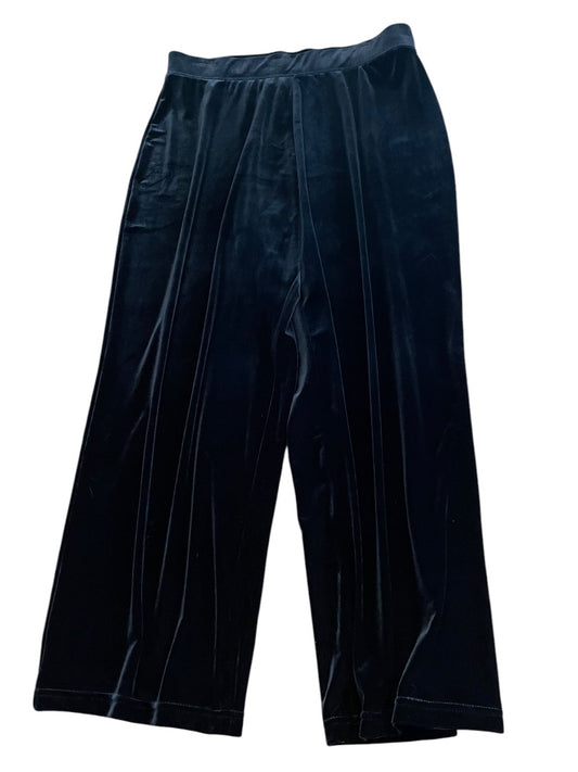1XP Susan Graver Petite Elastic Waist Pants Black Velour Pull On