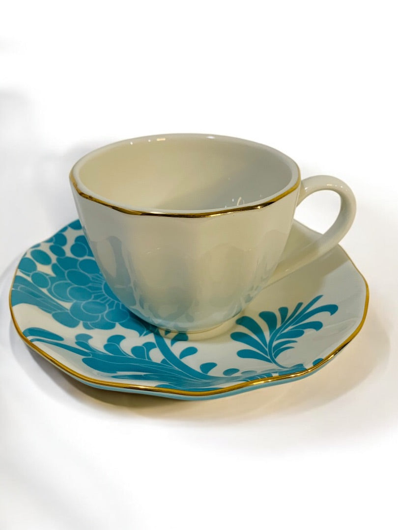 Lenox X Kate Spade Gwinnett Lane Turquoise Cup and Saucer Teacup