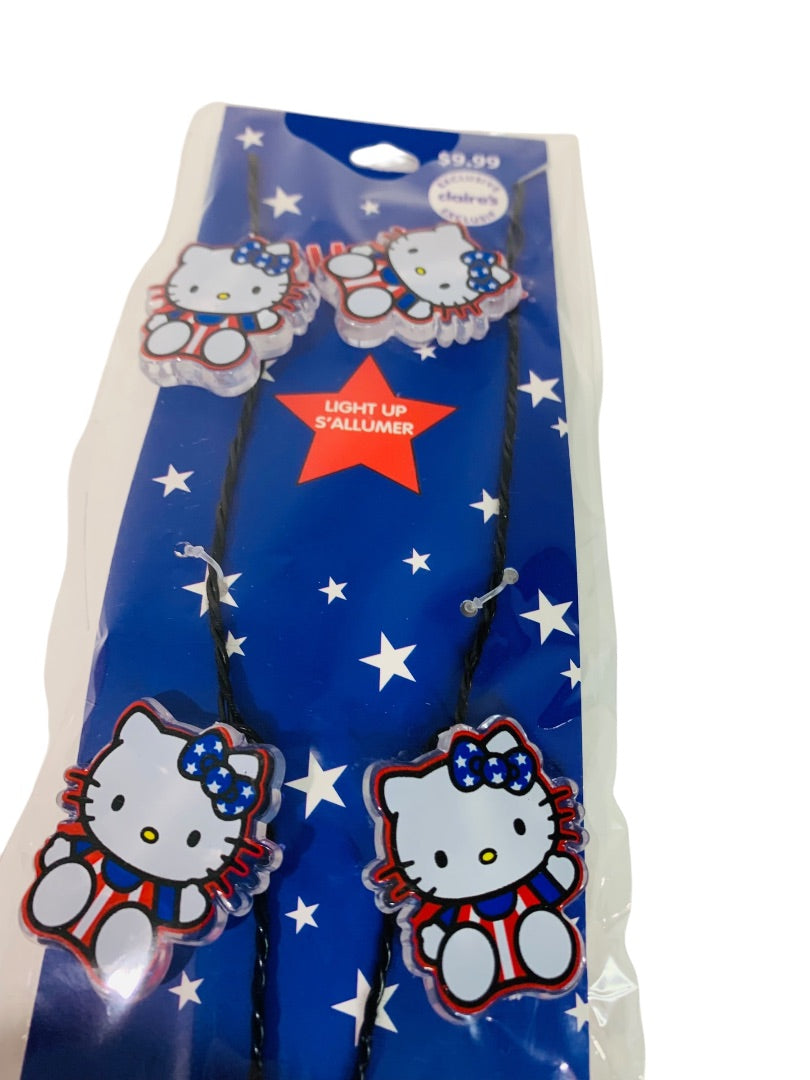 Claires New Hello Kitty Patriotic Light Up Necklace Overhead Long