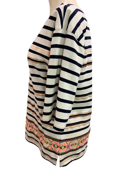 Medium J.Crew Womens Striped Aztec Shirt Pullover Short Sleeve Style 59784