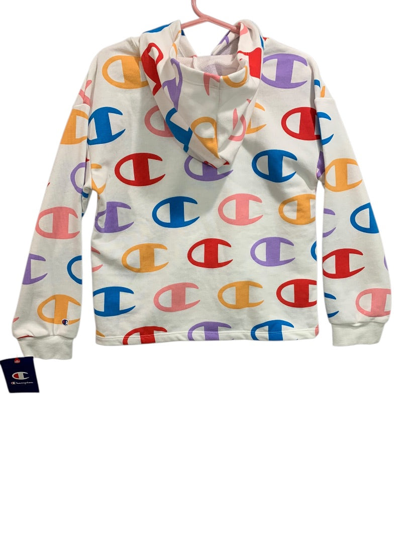 Medium (10/12) Champion Girls Big C White Pullover Hoodie Shirt