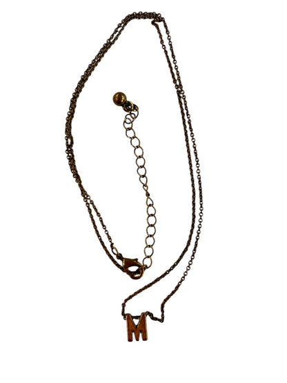 Delicate Copper Color 15 Inch Chain Necklace 2 Inch Extender "M" Pendant
