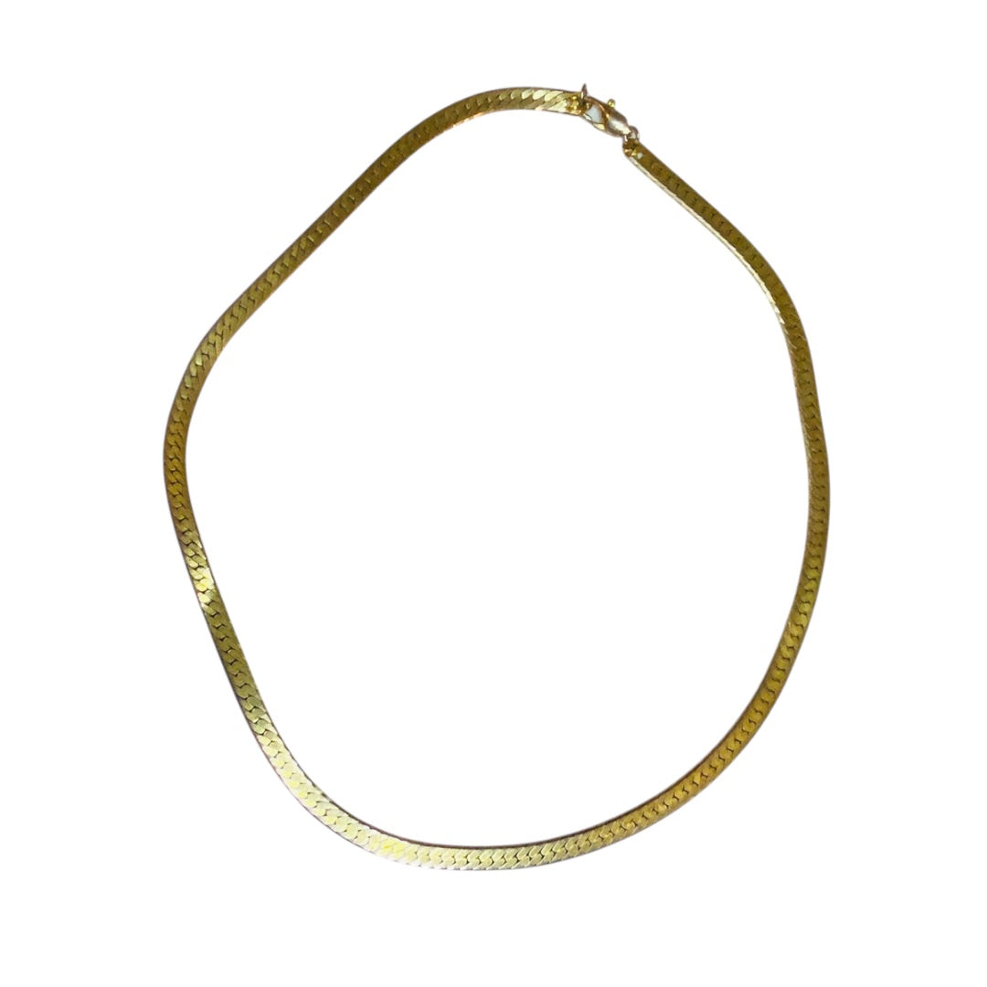 Vintage Goltone Herringbone 18 Inch Chain Necklace Lobster Clasp 5mm