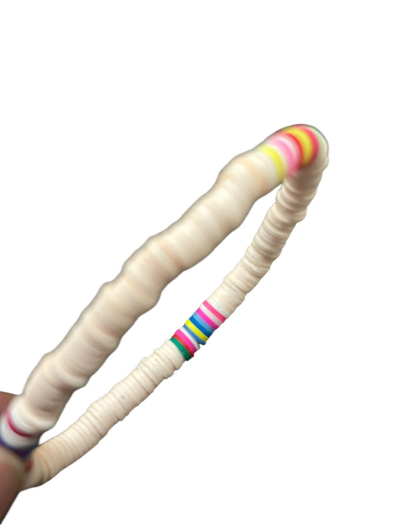 Multicolor Blush Pink Beaded Stretch Bracelet Disc Beads