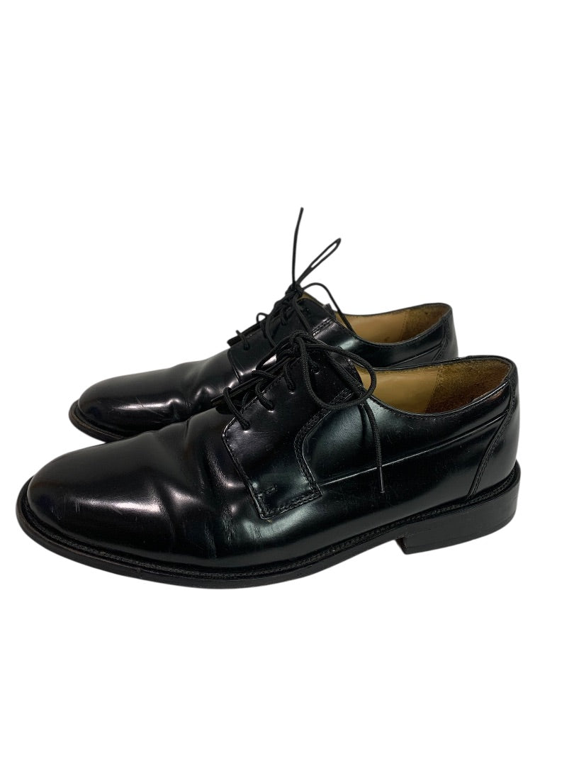 Size 9.5 Pronto Uomo Mens Black Leather Dress Shoes Plain Toe