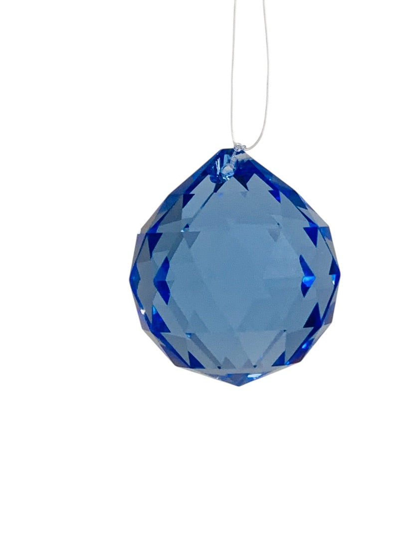 30mm Crystal Sun Catcher Prism Ornament Blue 1.2 Inch