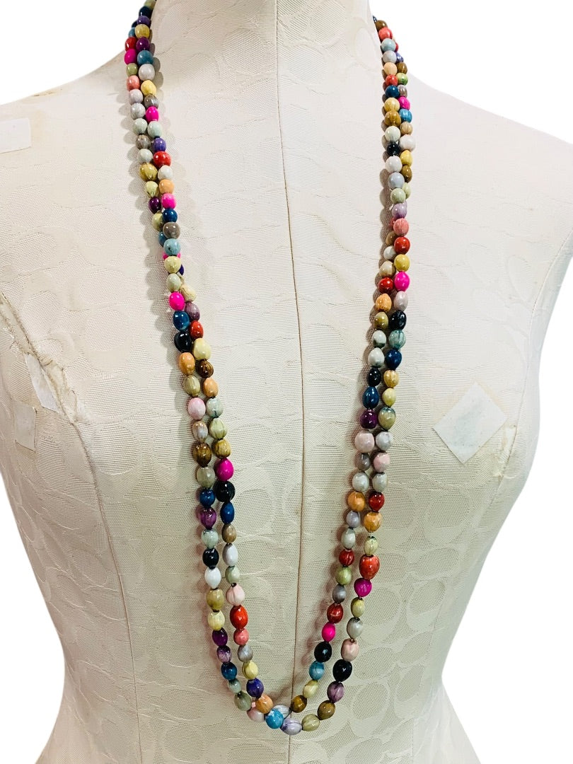 Multicolor Seed Necklace Strand String 76 Inch Overhead