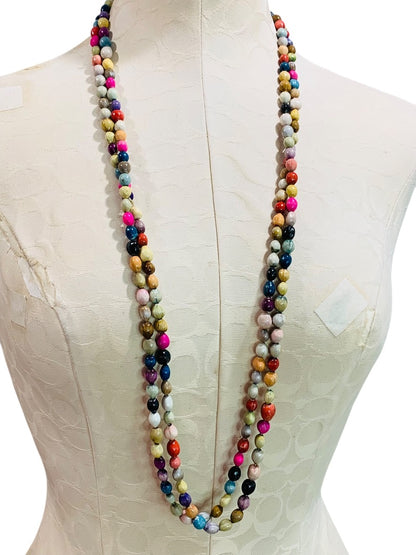 Multicolor Seed Necklace Strand String 76 Inch Overhead