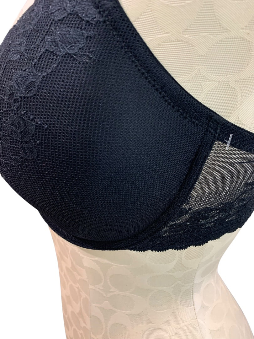 32DD Natori New Cherry Blossom Bra Black Underwire Push-Up