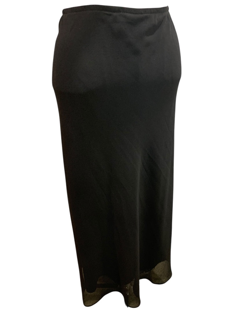 Size 20W MSK Women Black Lined Sheer Overlay Skirt 37" Length