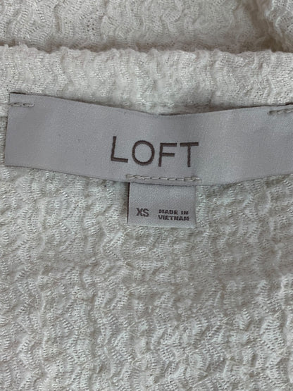 XS Loft Womens Ivory Pucker Stretch Long Sleeve Pullover Shirt Top Oversize