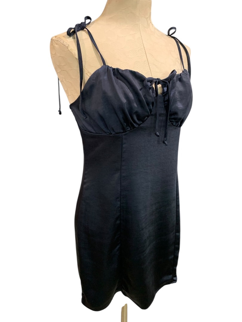 Medium L.A. Hearts Navy Blue Satin Satin Tie Shoulder Dress