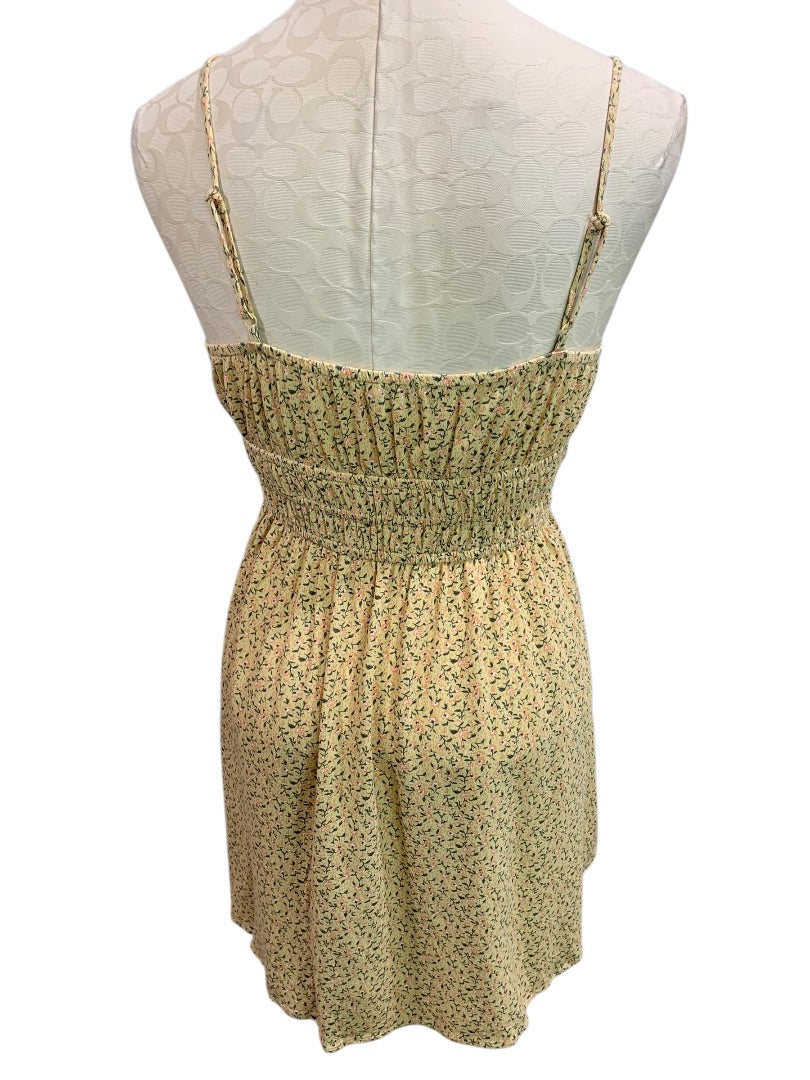 Small American Eagle Sundress Yellow Floral Banded Waist
