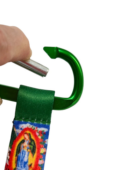 Our Lady of Guadalupe Set of 2 Fabric Carabiner Keyrings Key Chain 8"