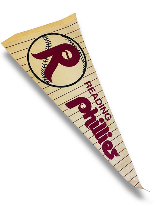 1980s 29 Inch Reading Phillies Pennant Souvenir Felt Flag Baseball
