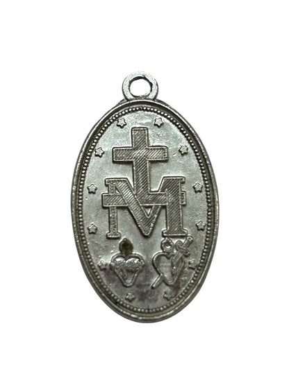 Vintage Blessed Mother Religious Medal Charm Resin 1"
