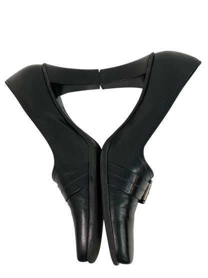 Size 7.5M Franco Sarto Womens Black Leather Shoes Square Toe 3" Heel