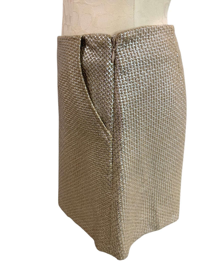 Size 8 TopShop Woven Metallic Mini Skirt Pockets Side Zip