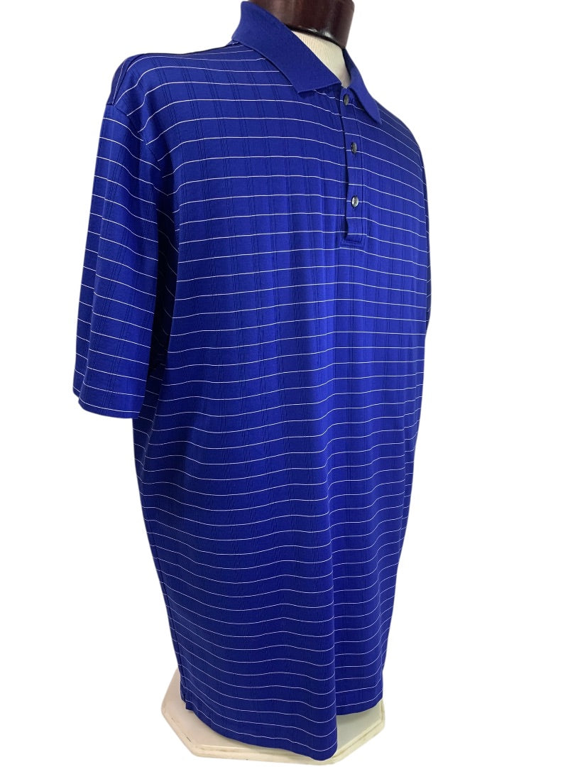 XL Nike Mens Tiger Woods Collection Blue Striped Golf Polo Shirt