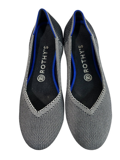 Size 8 Rothys Womens Birdseye Classic Ballet Flats Black White Shoes