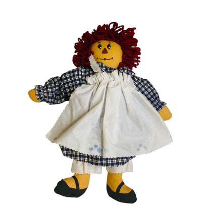 Vintage Handmade Raggedy Ann Rag Doll Painted Shoes Face 13 Inch