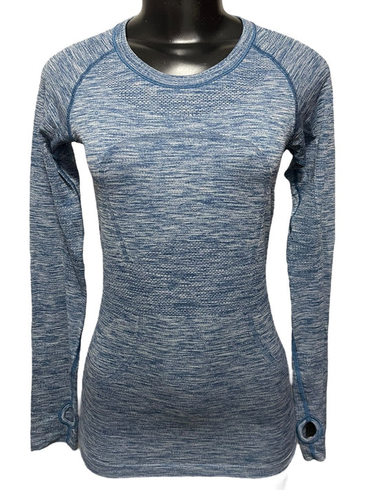 XS Lululemon Athletica Run Head Up Heart Out Womens Long Sleeve Top Blue