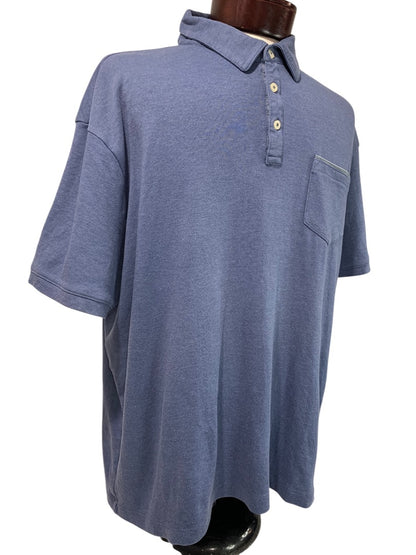 XXL Tahari Mens Blue Golf Polo Shirt Soft Single Pocket Short Sleeve